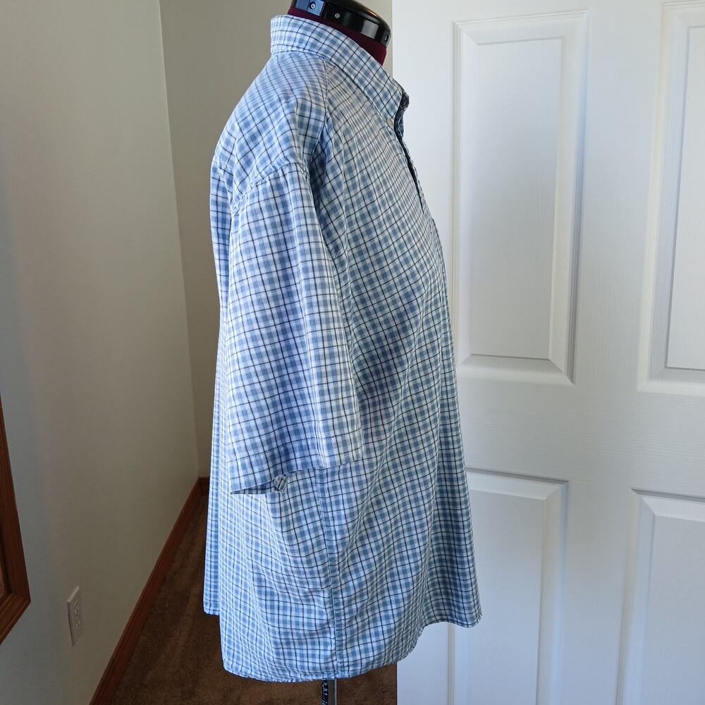 Eddie Bauer Short-Sleeve Button-Up Shirt Men's XL blue checks plaid cotton - Picture 5 of 16
